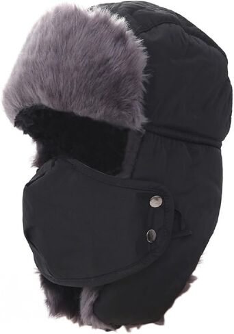 Lukitty Trapper Warm Russian Trooper Hat Winter Skiing Cap Women Men Windproof in Kuwait