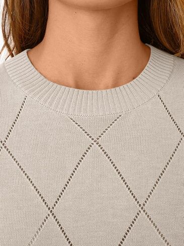 Lillusory Womens متماسكة مجوفة سترة الصيف خفيفة الوزن مصنوعة من الصوف مزيج الصوف قصير الأكمام in Kuwait