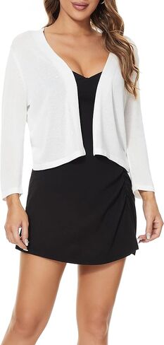 Satuun للسيدات 3/4 Sleeve Bolero يتجاهل خفيفة الوزن سترات كارديجان مفصلة in Kuwait