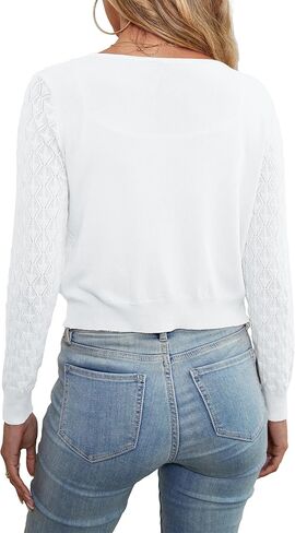 Othyroce Shrug Sweaters for Women Open Front Lightweight Crochet Knit Sweater Cardigans S-XL in Kuwait