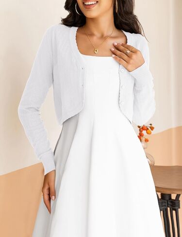 OmicGot Women's Cropped Cardigan Sweaters Long Sleeve Open Front Bolero Shrugs for Dresses S-XL in Saudi Arabia