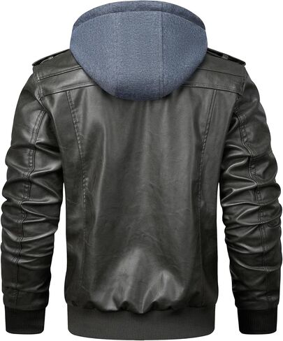 WULFUL Men's Leather Jackets, Faux Leather Jacket for Men Lapel Zip-Up Slim Fit Coat in Kuwait