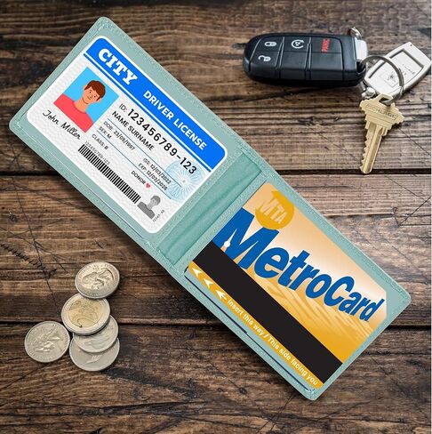 ALLEN & MATE Genuine Leather Bus Pass Travel Card Holder/Driving License Oyster, Minimalist Wallet Credit Card Holder (Brown Premium) in Kuwait