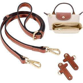 Purse Straps Replacement with Multi-Pocket Felt Handbag Organizer Insert Compatible with Longchomp Mini Pouch Tote Bag (2-Packs)