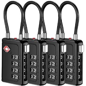 Puroma TSA Approved Luggage Travel Locks with Open Alert Indicator, 4 Digit Combination Resettable Code Zinc Alloy Lock for Suitcase, Backpack, Bag, Toolbox, Locker (2 Pack, Black)