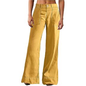 Flamingals Wide Straight Leg Mid Rise Baggy Pocket Denim Jeans Without Belt