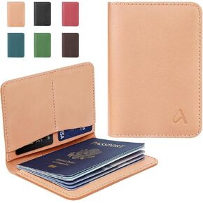 ALLIVE Passport Holder for Travel, Genuine Leather Passport Holder with Airtag Women Men,Travel Must Haves Airport Essentials, Passport Cover Travel Gifts Black