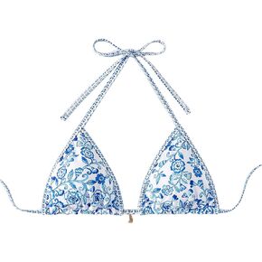 Soly Hux Triangle Triangle Bikini Top فقط Tie Back Back String Ploral Print Plated Swimwear Suits Tops Tops Tops