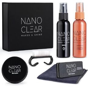 Nano Clear Watch Cleaner & Scratch Remover 2.1. مشاهدة محلول نظافة ، 2 أوقية. مشاهدة التجديد. شاهد البولندية ، قماش الألياف الدقيقة ، الإسفنج غير اللامع ، فرشاة التنظيف - شاهد إكسسوارات طقم وإصلاح شاهد