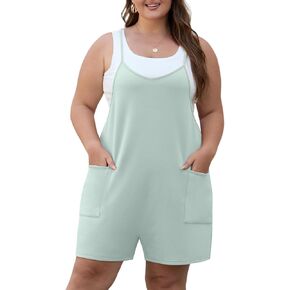 Olrik Womens 2025 Summer Plus Size Romper قابلة للتعديل مع تعديل حزام الحزام مع الجيوب بلا أكمام شورت عام غير رسمي