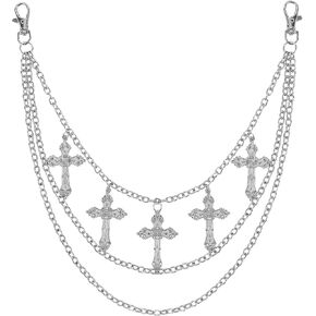 Punk Wallet Chain, Gothic Cross Layered Jeans Accessory, Hip Hop Rock Pants Chain for Men & Women