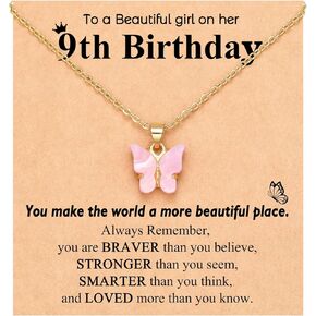 UNGENT THEM Happy 6th 7th 8th 9th 10th 11th 12th Birthday Gifts, You Make The World A More Beautiful Place Butterfly Necklace Bday Presents