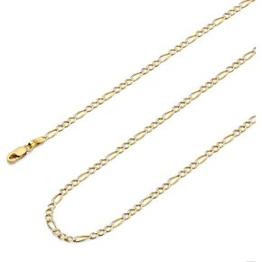 Wellingsale 14K Solid Gold Figaro Chains (Select Options)