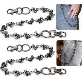 Covzoe 2 Pack Trouser Chains, Heavy Duty Skull Wallet Pant Chain with Both End Lobster Clasps, Punk Goth Pocket Chain for Men Women, Biker Keychain for Jeans, Belt Loop, Purse, Handbag