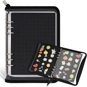 Pin Display Book Enamel Pin Collection Holder Trading Book with 6-Page Display Boards A5 Brooch Pin Storage Organizer Binder Album for Travel Collectors (Black Clear)