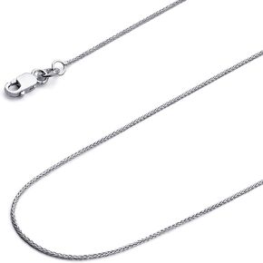 Wellingsale 14K Solid Gold Round Wheat Chains (Select Options)