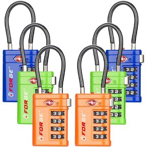 Forge TSA Approved Luggage Locks 4 Digit Combination TSA Travel Locks with TSA008, Open Alert Indicator, Zinc Alloy Body for Luggage, Suitcase, Backpack, and More. Black 2 Locks.