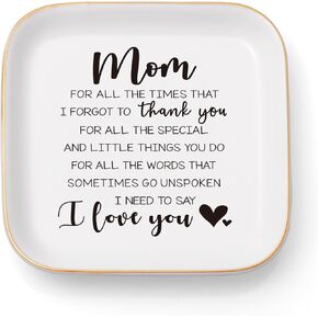 Mothers Day Gifts from Daughter or Son – Thank You Mom Jewelry Dish – Unique Present for Birthday, Christmas, or Valentine’s