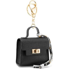 Wozeah Mini Backpack Keychain للنساء ، حافظة حقيبة تغيير صغيرة تويست مع حقيبة سماعات الرأس （Orange）