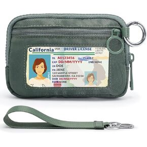 The Iris Wallet for Women Mini Zip Card Case with Clear ID Window Zipper Coin Purse Lightweight Portable Keychain Wallet