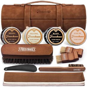 Leather Shoe Polish Kit For Men - 13 PC Shoe Shine Kit, Leather Boot Care, Shoe Care Kit As Birthday Anniversary Gift For Cool Men Women Him Her Friend Parent Husband