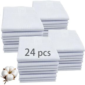 24 PCS Handkerchiefs for men 100% Soft Cotton White Hankie handkerchief bulk