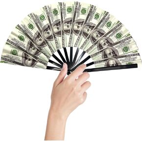 Boots on the Ground Fan – Durable PVC Holographic Film Hand Fan – Bold and Stylish Design for Festivals, Parties, and Performances (Dollar)