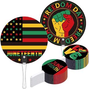 Geelin 50 Pcs Juneteenth Hand Fans Juneteenth Accessories June 19th 1865 Freedom Memorial Independence Day Handheld Fans Juneteenth Gifts Bulk for Juneteenth Parade Festival Events Black History Month