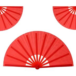 13inch Large Rave Fan Popping Fan Clacking Fans for Line Dancing，2025 New Large Holographic Folding HandsFan Line,Hand Fans for Women Foldable,Party,Dance Enthusiasts Gift(Red)