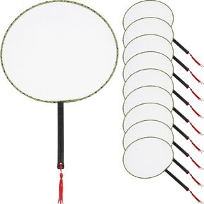 EXCEART 10pcs White Hand Fan Blank Fans Classic Chinese Round Hand Fans Painting Fans for DIY Craft Making Supplies Party Favors