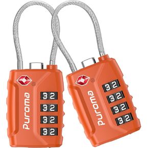 Puroma 2 Pack TSA Approved Luggage Locks, 4 Digit Combination Travel Locks Resettable Code Lock with Zinc Alloy Body for Suitcase, Toolbox, Backpack, Bag, Gym Locker (Black)