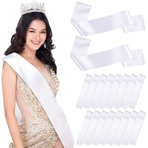 50 Pack White Satin Sash DIY Blank Senior Bride Pageant Sashes Plain Satin Sash for Pageants,Senior,Custom, DIY Personalized for Birthday Party Wedding Graduation Women Homecoming