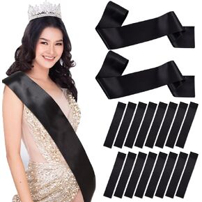 MixTeach 36 Pack Black Satin Sash DIY Blank Senior Bride Pageant Sashes Plain Satin Sash for Pageants, DIY Personalized Sashes for Birthday Party Wedding Graduation Women Homecoming