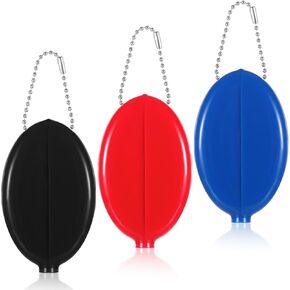3 PCS Oval Squeeze Coin Presh ، 2 × 3 بوصات محفظة بيضاوي محفظة محفظة مع محفظة عملة مطاطية محمولة مع سلسلة تغيير البيضاوي للرجال للرجال يسافرون (3 ألوان)