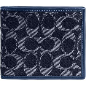 Coach Men's 3 in 1 Wallet in Signature Denim Accessory-Travel, Deep Blue