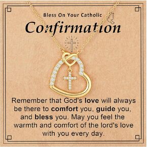 قلادة متقاطعة للبنات ابنة حفيدة ، أول شركة تأكيد للتواصل عيد الفصح الهدايا الكاثوليكية المسيحية 16 + 3 بوصات in Kuwait