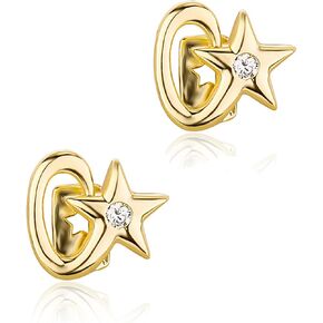 2 pcs Exclusive Gold Star Grillz with Sparkling Diamond Elegance for a Unique Look