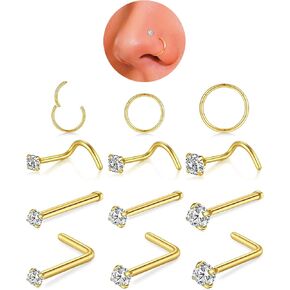 18G حلقات الأنف طوقًا و 20 جرامًا من مجموعات أنف للنساء ، وفرس الفولاذ المصنوع من الفولاذ المصنوع من الفولاذ المقاوم المقاوم للصدأ الجراحي.