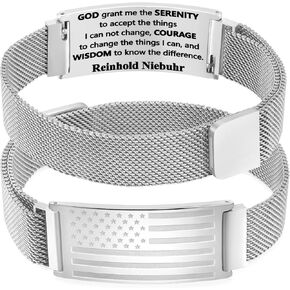 DouDiner Graduation Gifts-American Flag/Flag Cross Bracelet for Men,Stainless Steel Bible Verse Bracelets Jewelry Gift,Graduation Gifts for Him Men