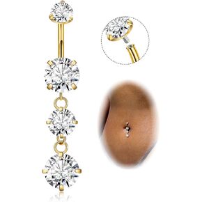 G23 Titanium Dangle Belly Button Rings للنساء المتدليات حلقات السرة CZ حلقات بطن المنحنى الحديد مجوهرات بطن داخلية متتالية داخليًا