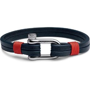 Elegatto Kellmore Premium Leather Bracelet للرجال | جلد مزدوج الحبوب الكامل مع إغلاق قيود الفولاذ المقاوم للصدأ الفضة | سوار مصمم الرجال