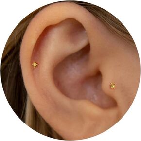 20G/18G/16G Titanium Flat Back Earrings, Threadless Nose Stud Tiny Stud Earrings, Cartilage Tragus Piercing Jewelry Conch Helix Stud