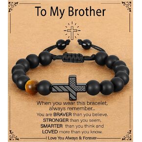 P.Blake American Flag Cross Bracelet for Boys Men ، Cross Beads Bracelet Christian Easter First Compleinion تأكيد معمودية المجوهرات هدايا للمراهقين الحفيد