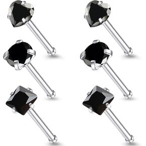 20G ASTM F136 TITANIUM RINGS STANDS BEACTINGERY JELLERY for Women L corkscrew Straight Titanium Heart Rings Rings Round Round CZ Nostril Jewelry for Women Men