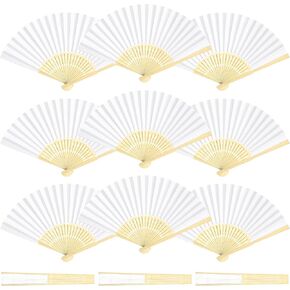 100 PCS مروحة يدوية قابلة للطي بيضاء ، حزمة كبيرة من مشجعي الورق ، والأنيقة الصينية الأنيقة عتيقة القابلة للطي كما حفل استحمام الطفل يفضل زفاف لصالح الضيف