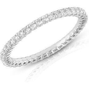 Amazon Essentials IgI معتمد مختبر نمت الماس الأبدية في الذهب الصلب 14K (وضوح VS1 -VS2 ، G -H COLE) - حلقة الأبدية - حلقات قابلة للتكديس للنساء