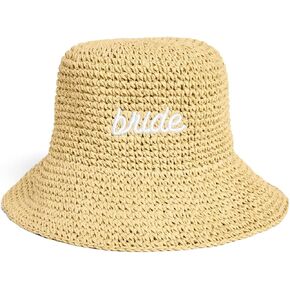 xo, Fetti Bride Straw Bucket Hat | Beach Bachelorette Accessory, Bridal Headwear, Bach Party Decorations, Bridesmaid Gift, Wedding Cap Brown