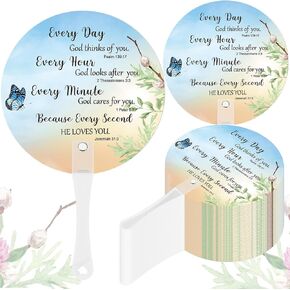 50 Pcs Christian Church Plastic Fans Religious Handheld Fan Bulk Religious Gifts with Plastic Handle for Church Women Men Decoration Gift (Sunflower)