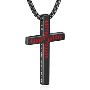 Baseball Cross Necklace for Boys Men Inspirational Christian Bible Verse Cross Pendant Stainless Steel Chain 20+2 inch Baseball Jewelry Religious Gift for Men in Kuwait