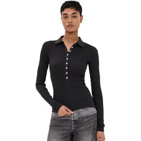 rag & bone Women's The Essential Rib Button Polo